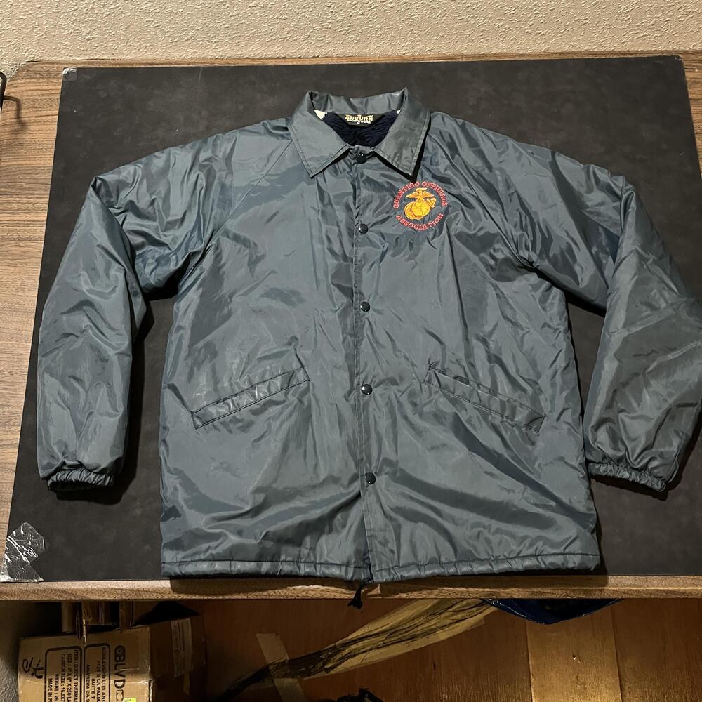 Vintage Quantico USMC Marines Jacket FBI CIA Pentagon 70s Coach Auburn Lined 80s